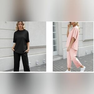 2 Outfits SeeLuNa Black And Pink 2 Piece Travel Wear. Comfort And Style Small